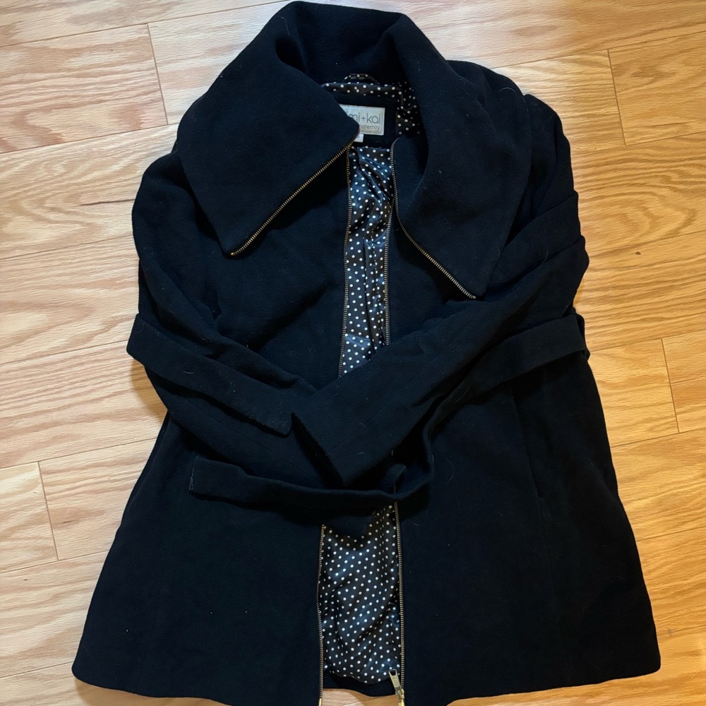 Kim+Kai Black Wool Maternity Coat Sz Small